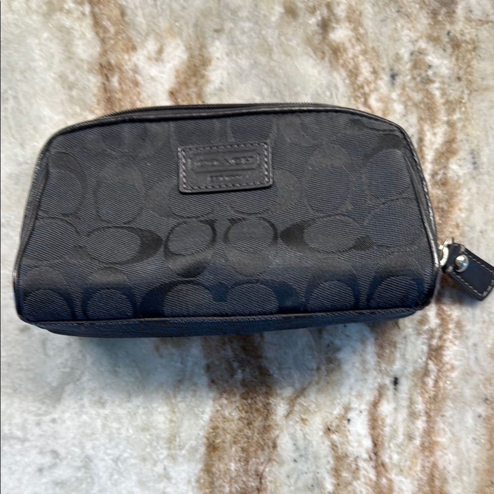 Black Coach Signature Cosmetic  Bag